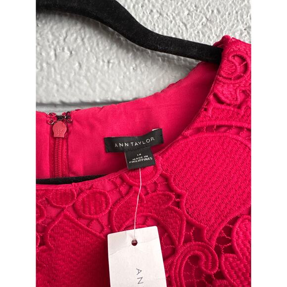 NWT Women's Ann Taylor Lace Sheath Dress in Bright Geranium sz 14 Romantic Glam - Picture 3 of 5